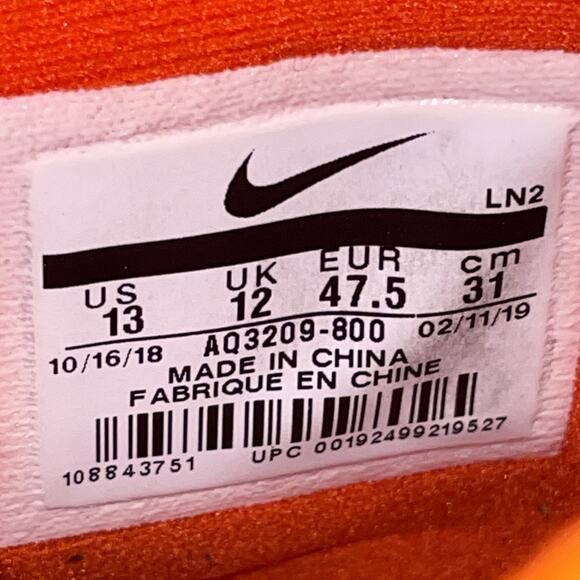 Nike Alpha Menace Pro 2 Mid Football Cleats Men's Sz 13 Orange USED AQ3209-800 - Picture 16 of 16